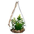 ATMOSPHERA - Plante artificielle suspendue - pot goutte en verre - H19 - 5 cm - Blanc - vignette