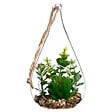 ATMOSPHERA - Plante artificielle suspendue - pot goutte en verre - H19 - 5 cm - Blanc - vignette