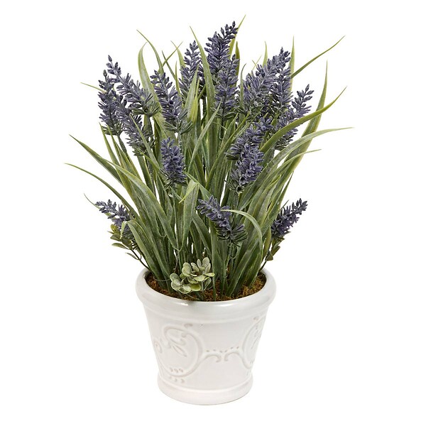 ATMOSPHERA - Composition florale Artificielle Prov Lavande 35 cm Pot en Grès - large