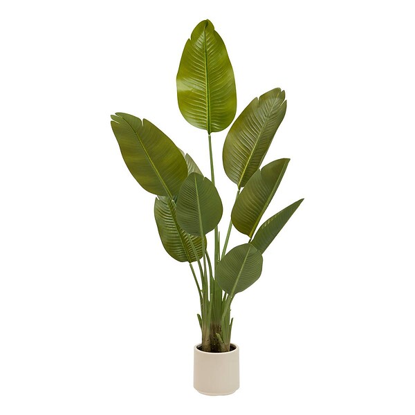 ATMOSPHERA - Bananier Artificielle Lora H140 cm avec Pot Blanc - large