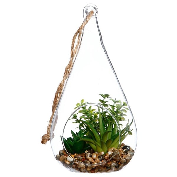 ATMOSPHERA - Plante artificielle suspendue pot ciment H19,5cm - large