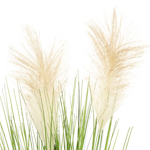 ATMOSPHERA - Plante artificielle "Plumeau" - pot en ciment - H70 cm - Beige - large