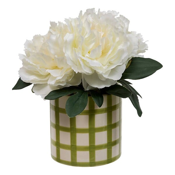 ATMOSPHERA - Composition florale artificielle pivoines H21,5 cm - large