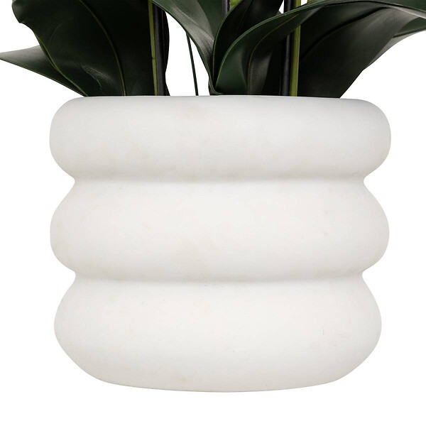 ATMOSPHERA - Orchidée artificielle en pot "Mick" pot en céramique blanc H80cm - large