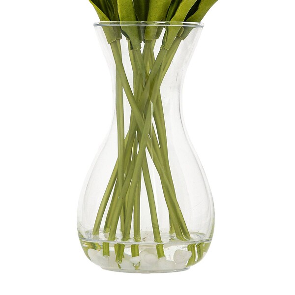 ATMOSPHERA - Composition tulipes avec vase "Hector" blanc H28,5cm - large