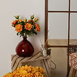 ATMOSPHERA - Tige de roses artificielles orange H48cm - vignette