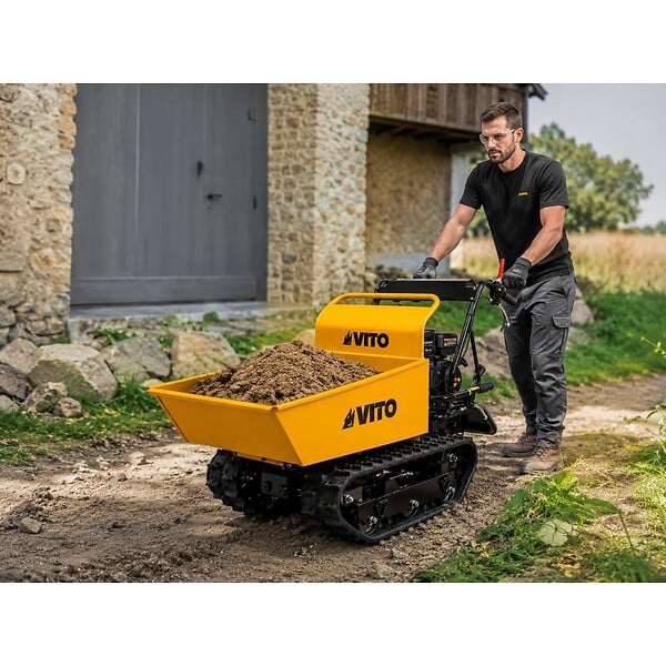 VITO - Mini Dumper à chenilles Moteur Loncin 196Cm3 Essence 6.5CV - Brouette à chenilles Transport Charge 300kg 4.8KW Chantier VITO - large