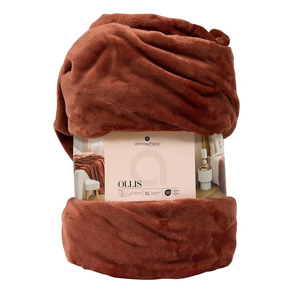 ATMOSPHERA - Plaid flanelle Ollis terracotta 260x240cm - large