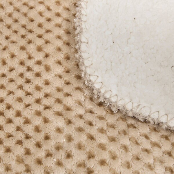 ATMOSPHERA - Plaid flanelle effet sherpa Lyno beige lin 170x130cm - large