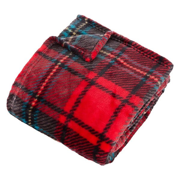 ATMOSPHERA - Plaid flanelle imprimé Brody rouge 230x180cm - large