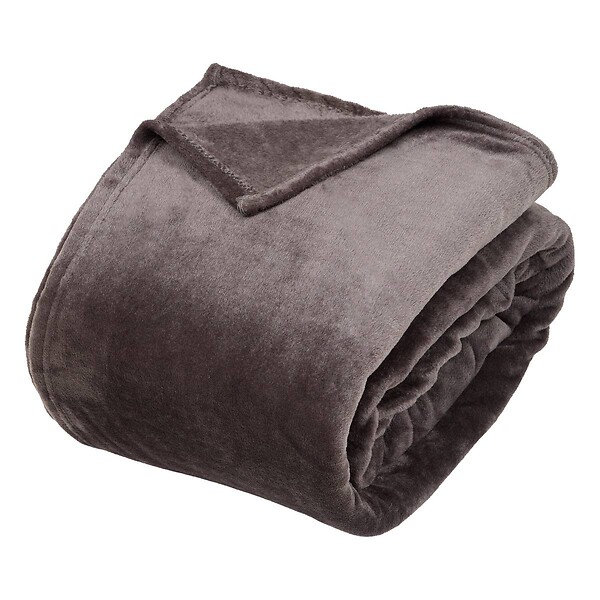ATMOSPHERA - Plaid flanelle Ollis gris foncé 260x240cm - large