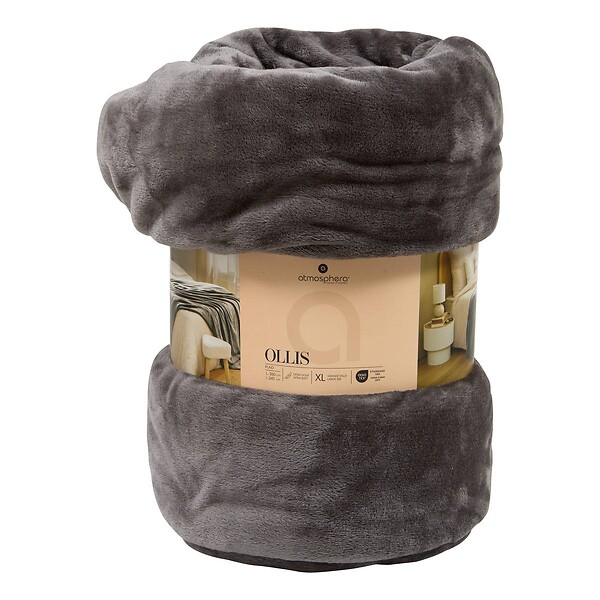 ATMOSPHERA - Plaid flanelle Ollis gris foncé 260x240cm - large