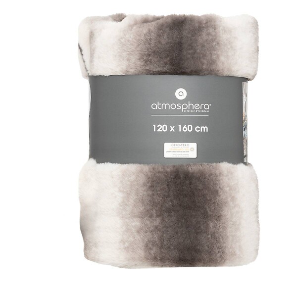 ATMOSPHERA - Plaid fourrure "Grizzli" 120x160 gris - large