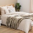 ATMOSPHERA - Plaid flanelle Ollis beige lin 260x240cm - vignette