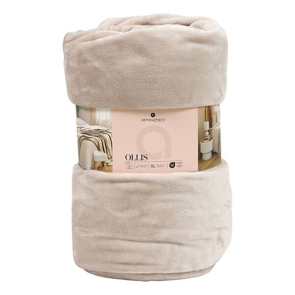 ATMOSPHERA - Plaid flanelle Ollis beige lin 260x240cm - large