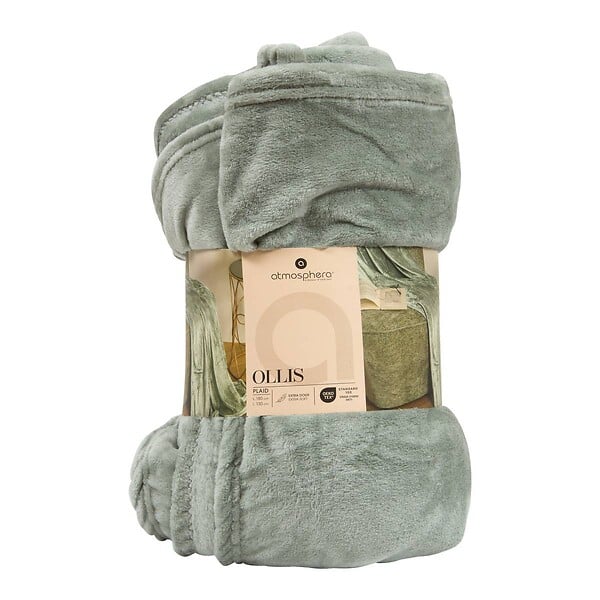 ATMOSPHERA - Plaid flanelle Ollis vert céladon 180x130cm - large