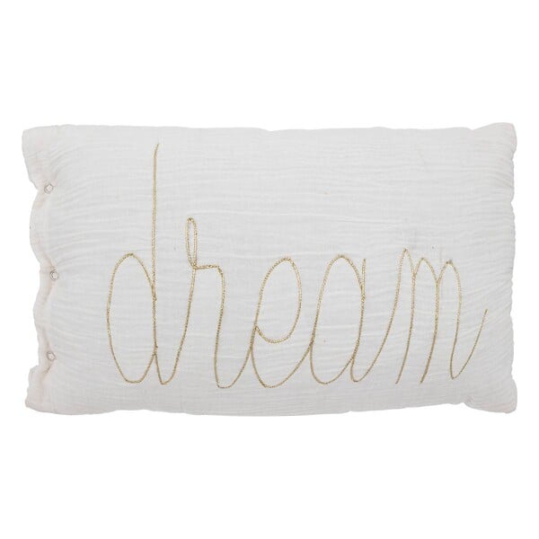 ATMOSPHERA - Coussin rectangulaire "Lili" en gaze de coton 50x30cm blanc - large