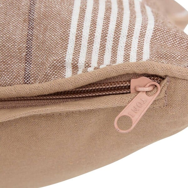 ATMOSPHERA - Coussin Groove 58x38cm rayé beige lin - large