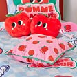 ATMOSPHERA - Coussin Cha Cha Pop 40x40 cm Rose Imprimé Pomme - vignette