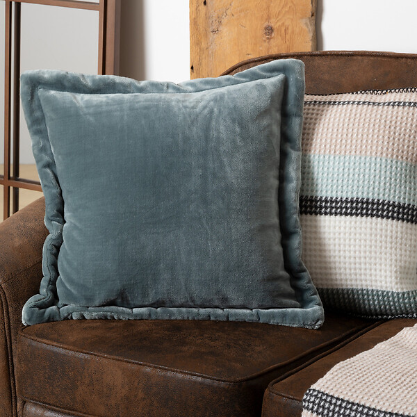 ATMOSPHERA - Coussin flanelle Cuddly bleu 53x53cm - large