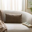 ATMOSPHERA - Coussin Diamant 50x30cm jacquard graphique marron - vignette