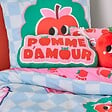 ATMOSPHERA - Coussin Cha Cha Pop Pomme d'amour 20x44cm Vert et Rose - vignette