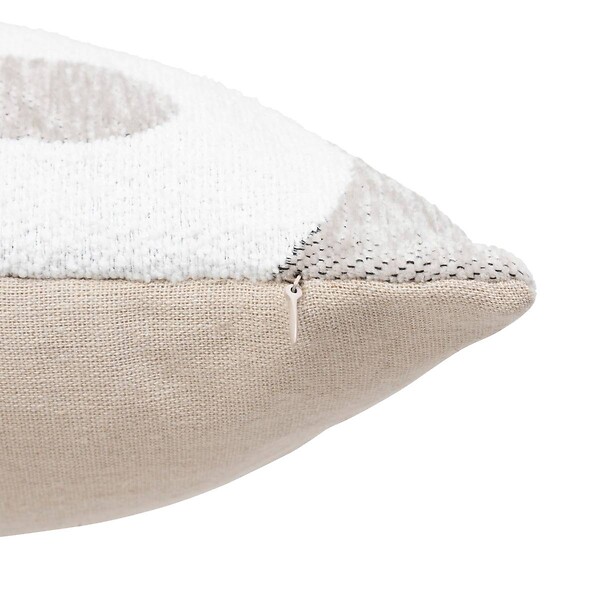 ATMOSPHERA - Housse de coussin Jeni chenille beige lin 50x30cm - large