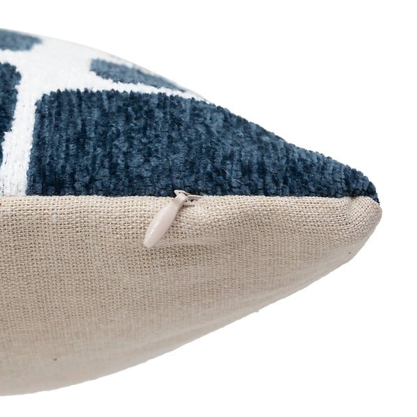 ATMOSPHERA - Housse de coussin Jeni chenille bleu égéen 50x30cm - large