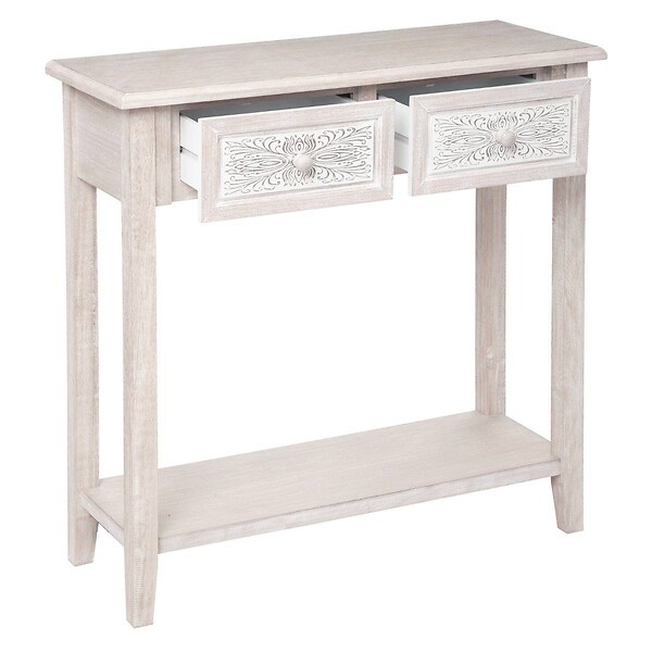 ATMOSPHERA - Console "Hina" avec étagère bois blanchi L80cm - large