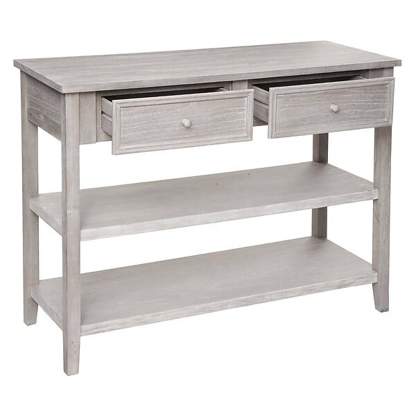ATMOSPHERA - Console 2 tiroirs "Charme" bois blanchi L110cm - large