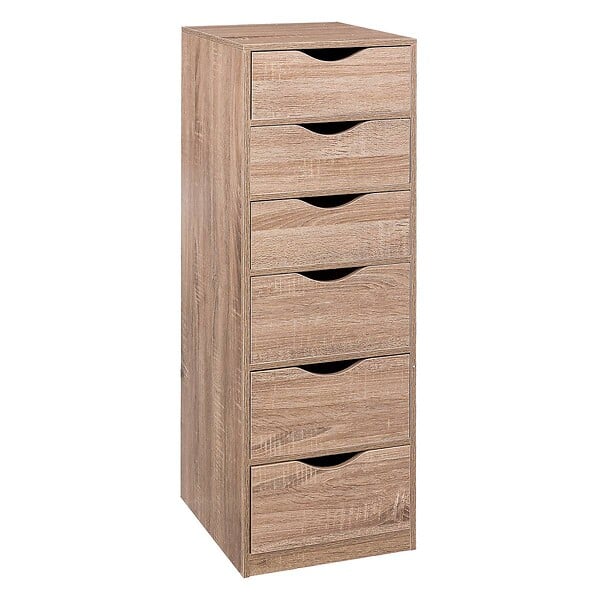5 FIVE SIMPLY SMART - Caisson 6 tiroirs effet bois naturel - large