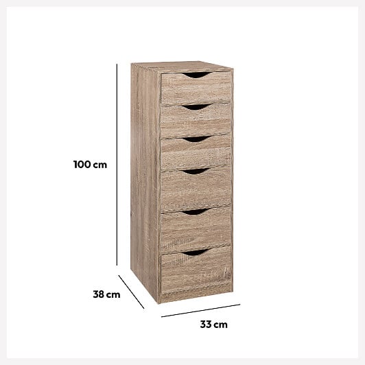 5 FIVE SIMPLY SMART - Caisson 6 tiroirs effet bois naturel - large