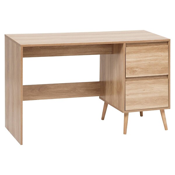 5 FIVE SIMPLY SMART - Bureau 2 tiroirs Abana bois clair - large