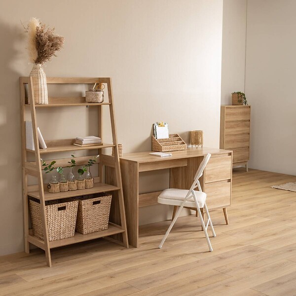 5 FIVE SIMPLY SMART - Bureau 2 tiroirs Abana bois clair - large