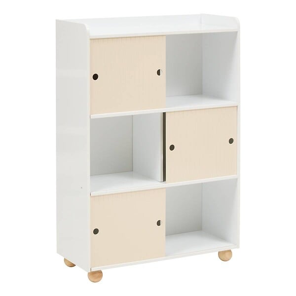 ATMOSPHERA - Meuble de Rangement Enfant Bouli 3 Portes Coulissantes Beige 69,5x30x101 cm - large
