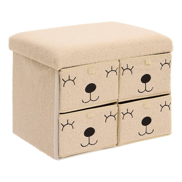 ATMOSPHERA - Pouf Pliant Enfant Ezzio Beige 4 Tirroirs 39x38x50 cm - large