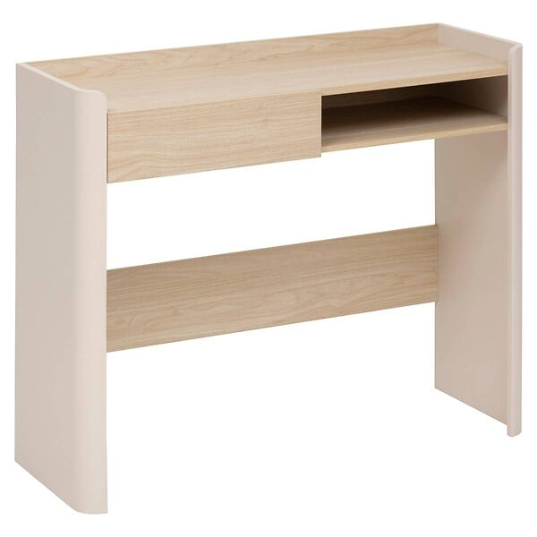 5 FIVE SIMPLY SMART - Console Roundy blanc ivoire et bois - large