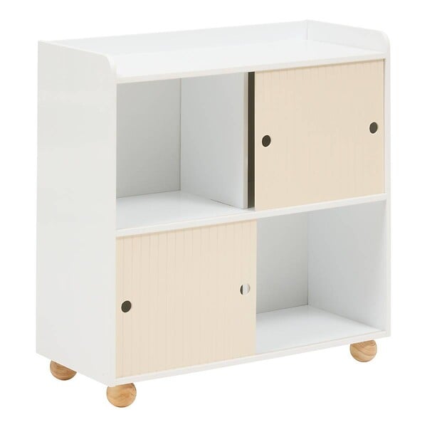 ATMOSPHERA - Meuble de Rangement Enfant Bouli 2 portes 2 Cases Beige 69,5x30x71 cm - large