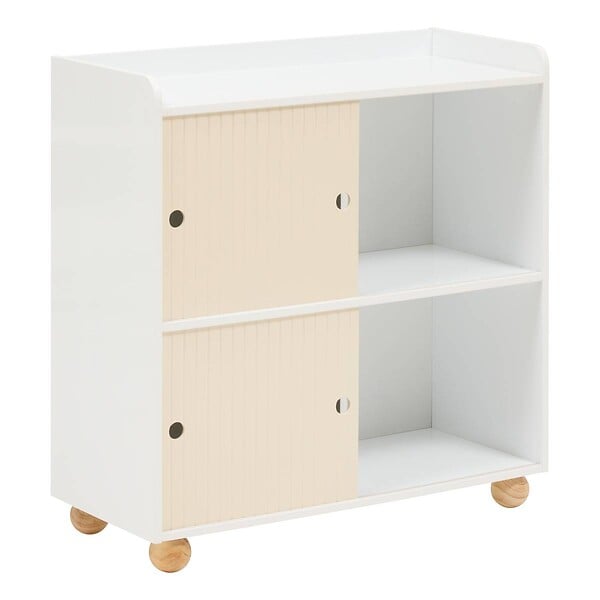 ATMOSPHERA - Meuble de Rangement Enfant Bouli 2 portes 2 Cases Beige 69,5x30x71 cm - large