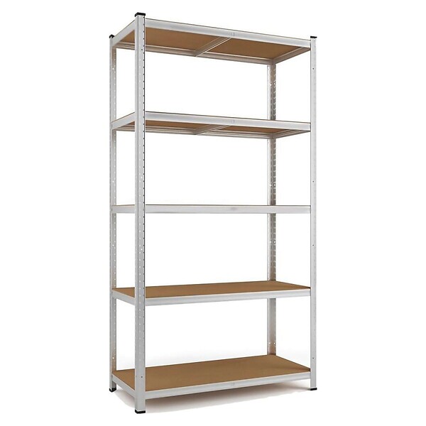 INTEC - Etagère de Rangement 5 niveaux Bois MDF réglables 90x40xH180cm Rayonnage métal Charge 875kg - Garage Atelier Cellier INTEC - large