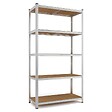 INTEC - Etagère de Rangement 5 niveaux Bois MDF réglables 90x40xH180cm Rayonnage métal Charge 875kg - Garage Atelier Cellier INTEC - vignette