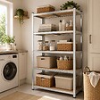 INTEC - Etagère de Rangement 5 niveaux Bois MDF réglables 90x40xH180cm Rayonnage métal Charge 875kg - Garage Atelier Cellier INTEC - vignette