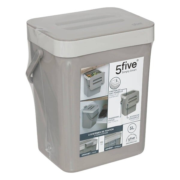 5 FIVE SIMPLY SMART - Poubelle de compost 5L en plastique taupe - large