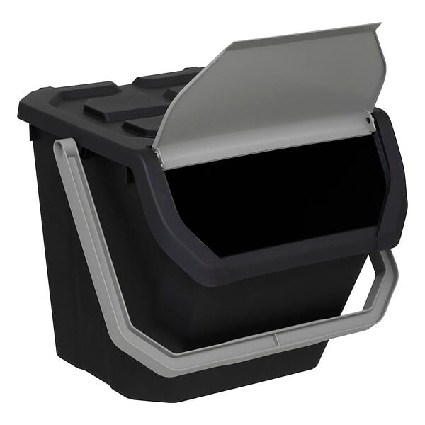 5 FIVE SIMPLY SMART - Poubelle de tri 24L en plastique noir - large