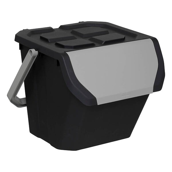 5 FIVE SIMPLY SMART - Poubelle de tri 24L en plastique noir - large