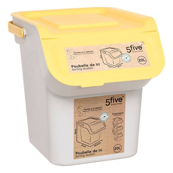 5 FIVE SIMPLY SMART - Poubelle de tri en plastique 20L - large