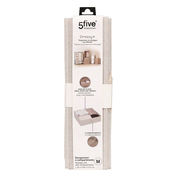 5 FIVE SIMPLY SMART - Rangement tiroir "Groomy" 2 compartiments beige 36x36cm - large