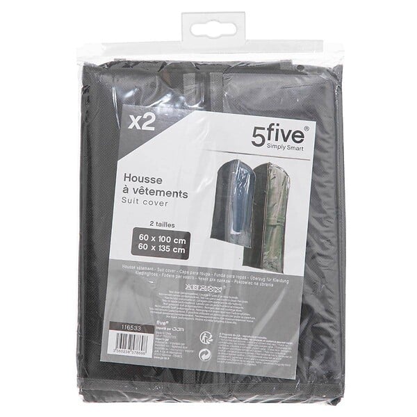 5 FIVE SIMPLY SMART - Lot de 2 housses vêtements grand modèle noir - large