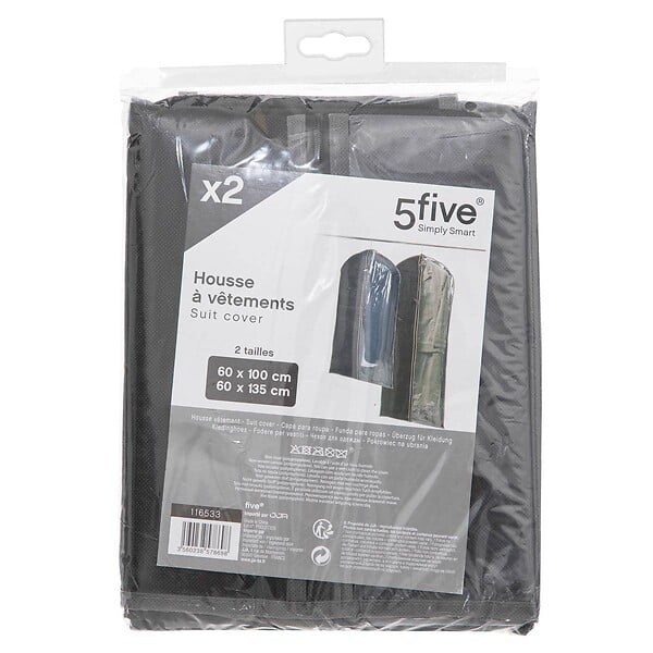 5 FIVE SIMPLY SMART - Lot de 2 housses vêtements grand modèle noir - large