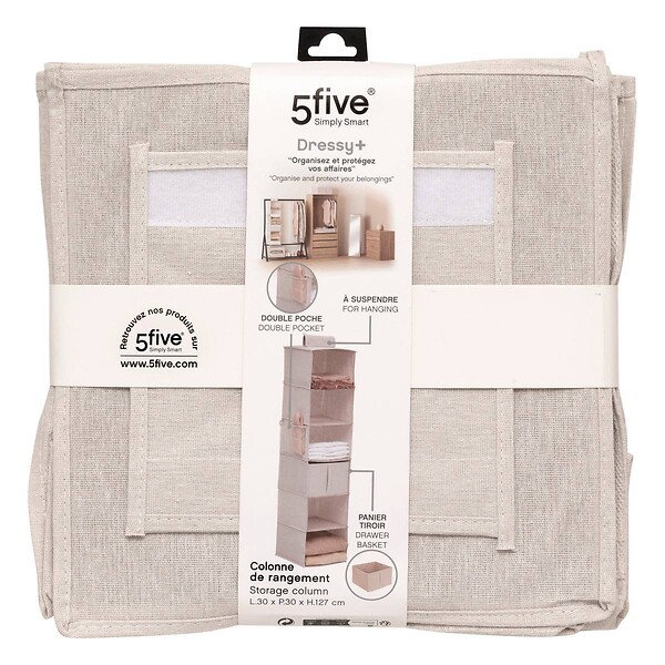 5 FIVE SIMPLY SMART - Rangement chaussures "Groomy" 6 cases avec panier beige 127x30cm - large